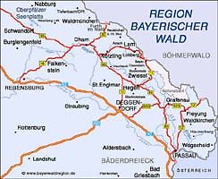 Karte Bayersicher Wald